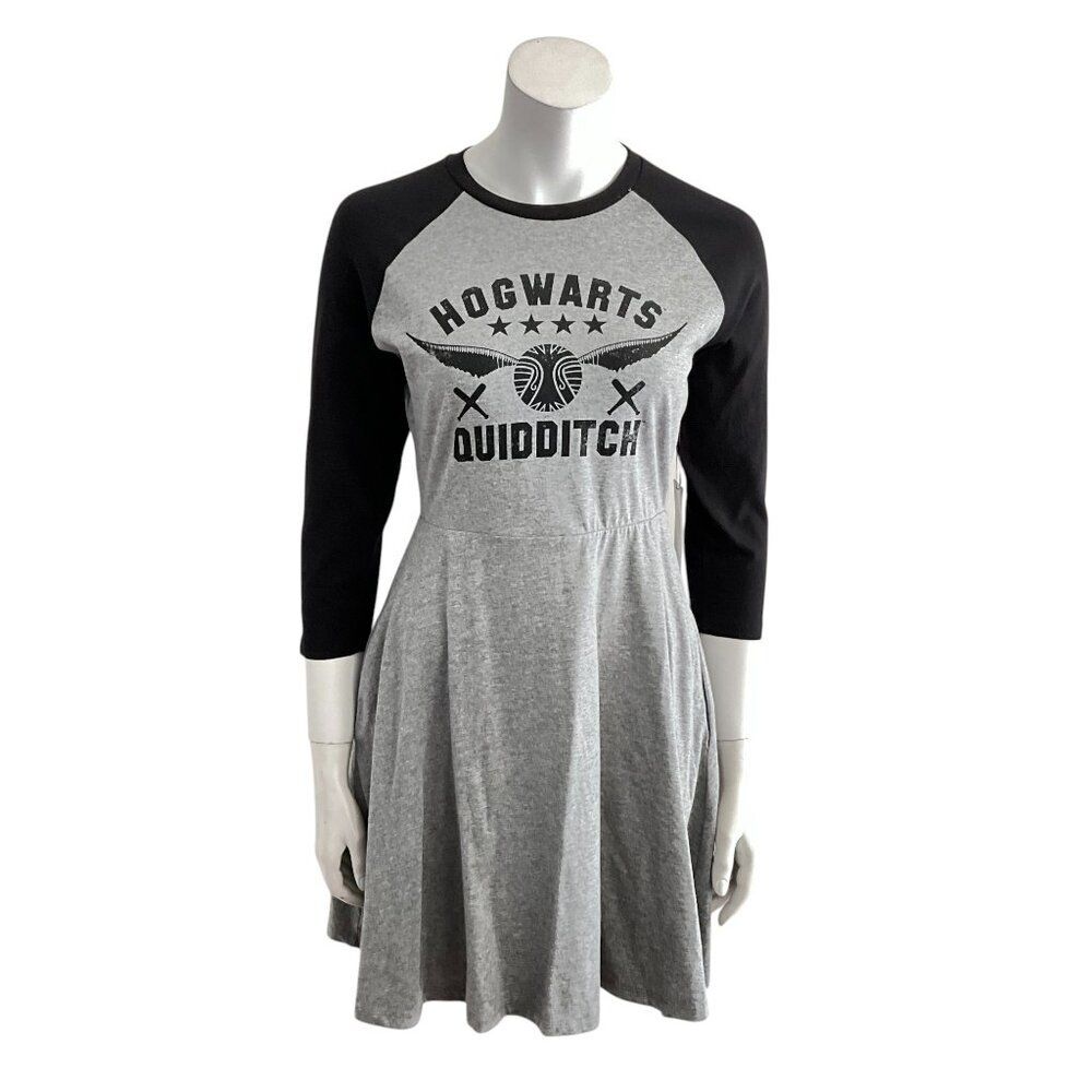Harry Potter Hogwarts Quidditch Gray Black Mini Dress SM